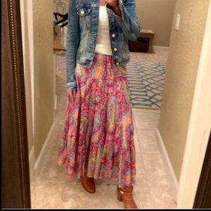 Ralph Lauren Tiered Paisley Maxi Skirt